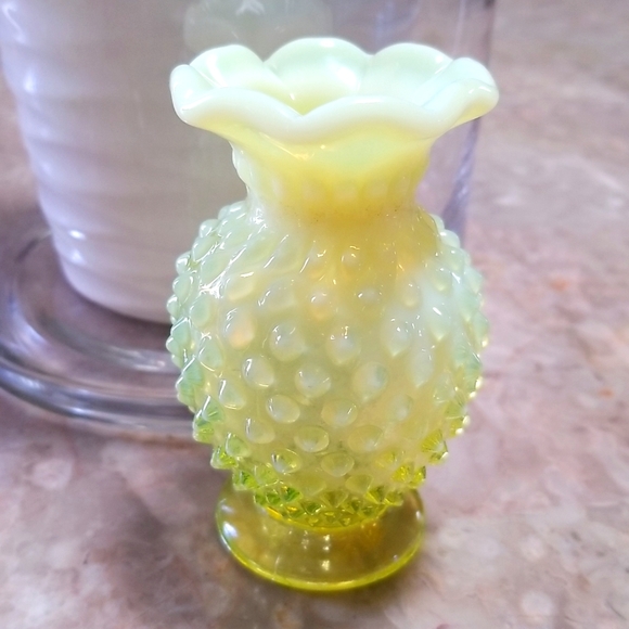 Fenton Other - Fenton Yellow Mini Hobnail Vase